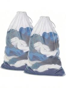 EstiloTendenciaBolsa De LavanderíA De Malla Con Cierre De CordóN, Resistente Pero Ligera, TamañO Extragrande De 24 X 36 Pulgadas, Apta Para Viajes, Campamento, Tela Sucia, 2 Unidades (Blanco)Calidad PremiumVersióN Mejorada - Negro - Ver 1