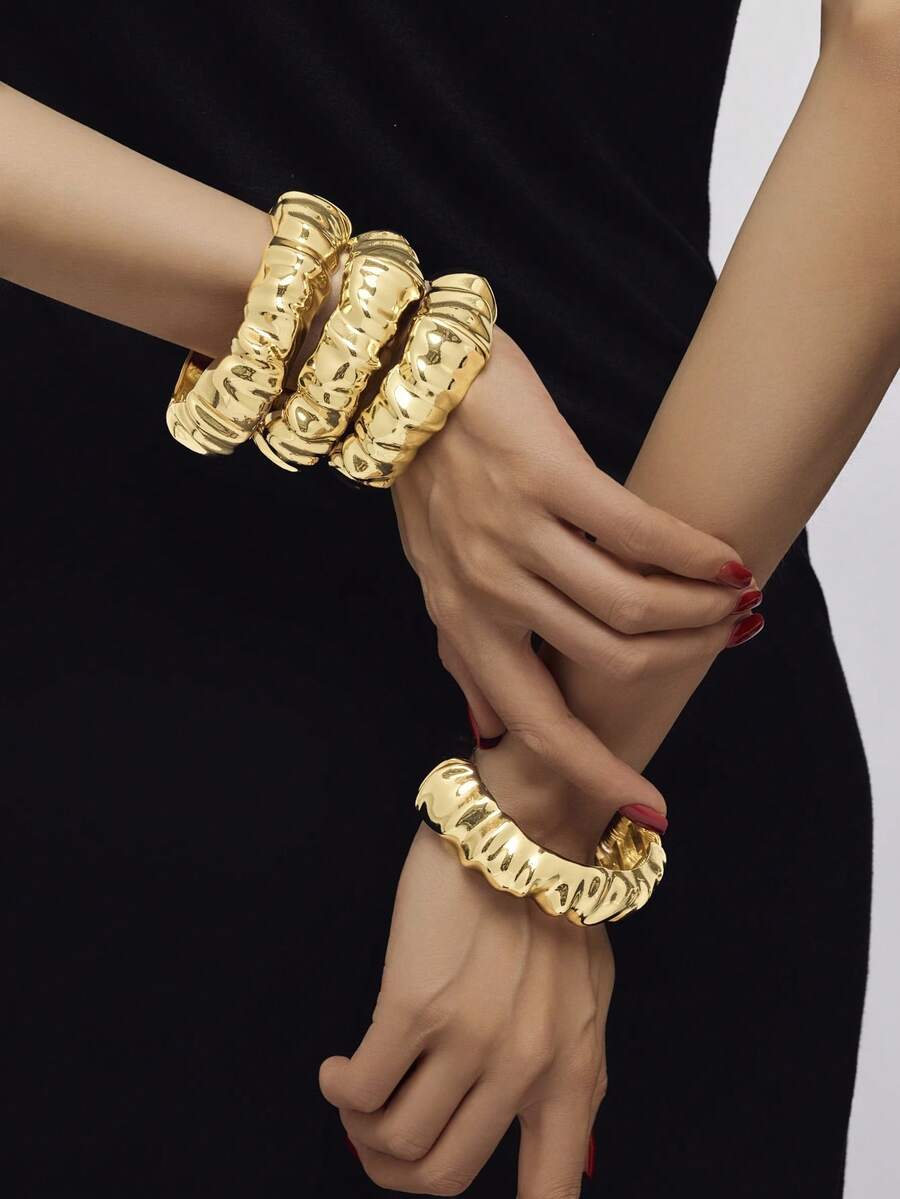 1 Vòng tay kim loại cổ điển gợn sóng theo phong cách Punk thời trang dành cho nữ, thích hợp để đi chơi, mua sắm, tiệc tùng, sinh nhật, quán bar, lễ hội âm nhạc, ảnh chụp đường phố, mùa hè, bãi biển, buổi hẹn hò lãng mạn, chuyến đi chơi mùa xuân - phong cách xếp li - Xem 1