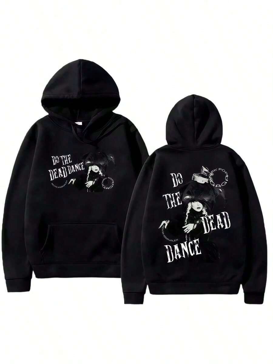 Ladys Gagas Gothic Aesthetic Hoodies Ladys Gagas The Dead Dance Graphic Sweatshirts Men Women High Street Loose Pul Long Sleeve Hoodies For Men Black Hoodie For Women Men's Hoodie - Black - View 1