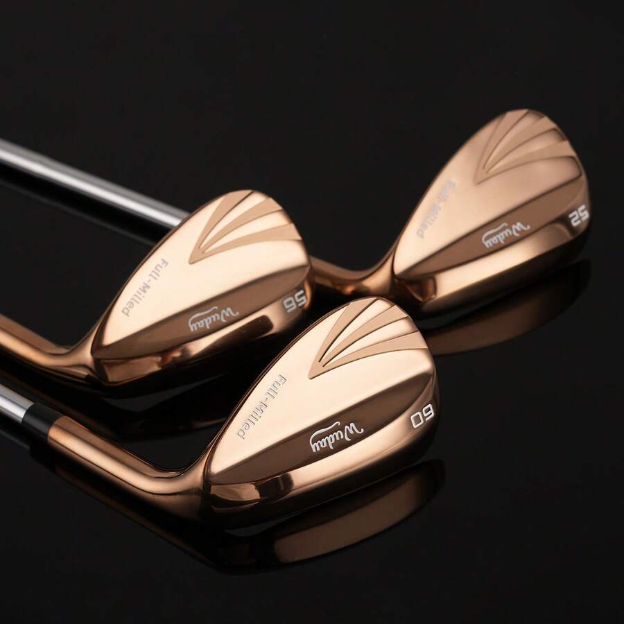 WUDAY Rose Gold Right Hand Golf Beach Wedge Club: Professional Sand/Chip/Wedge Stainless Steel Club 52°/56°/60° Quickly Reduces The Number Of Shots In Short Distance Competitions, Playing Like A Professional Player! - Gold - View 1
