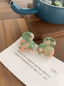 2个/套迷你醋酸纤维发夹，甜美可爱小发夹，女士发饰，休闲秋冬假日装扮时尚爪夹优雅发爪休闲发夹美发夹 - 多色 - 查看 6