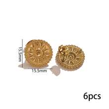 6-Piece Set Of 304 Stainless Steel 18K Gold-Plated Radiant Sun Earrings Findings Handcrafted Earrings Women's Stainless Steel Jewelry DIY Earring Accessories - Earrings - View 7