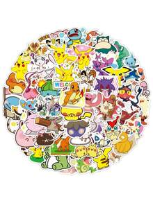 pokemon 50pcs Pokémon Pikachu Cartoon Stickers, Cute Pocket Monsters Stickers For DIY Notebook, Laptop Decoration, Gift For Children And Girls - Multicolor - View 5