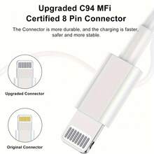 1米 USB 转 Lightning 数据线 | 快速充电线，兼容 14、14 Pro Max、13/12/11/X/XS/XR/8，采用无氧铜材质，USB-A 转 Lightning 数据线，3.3 英尺（1 米），快速充电线，USB-A 电源输出充电线，兼容 14/13/12/11/XS/XR/X/8/ - 白色 - 查看 9