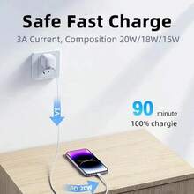 USB-C 转 Lightning 数据线 | 3.3/6.6/10 英尺 Type-C 兼容 充电线，兼容 14/13/12/11 Pro Max/XR/XS/X/8/7/6 Plus/SE，Lightning 转 USB-C CarPlay，20W 功率输出，快速充电 USB-C 转 Lightning 数据线，Type-C 兼容 14/13/12/11 Pro Max/XR/XS/X/8/7/6 Plus/SE 充电线 - 白色 - 查看 8