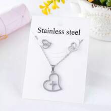 10pcs Stainless Steel Butterfly, Flower, Heart Jewelry Set Including Earrings And Necklace, Fashionable Mixed Style For Women, Durable And Suitable For Casual Daily Wear - 10-piece Mixed Stainless Steel Stud Earring and Necklace Set - View 5