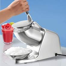 Trituradora de hielo comercial de 286 lb/h, eléctrica, para hacer conos de nieve y hielo raspado, color plateado - 286 libras/hora - Ver 9