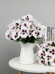 MEHELANY 1 Piece Artificial White Pansy, Outdoor Plant, Plastic Imitation Shrub, Fake Flower, UV-Resistant Plastic Plant, Artificial Silk Flower, Suitable For Indoor And Outdoor Garden Decoration, Porch, Window Box, Hanging Planter - Multicolor - View 5
