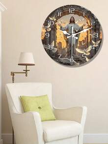 1 chiếc đồng hồ treo tường thạch anh im lặng thiết kế hình Chúa Jesus hòa bình - Trang trí nghệ thuật bằng gỗ hiện đại, lý tưởng cho phòng ngủ, căn hộ, ký túc xá, phòng tắm - Món quà hoàn hảo cho Halloween, Giáng sinh, Lễ Phục sinh - Sử dụng pin AA (không bao gồm), đồng hồ treo tường hoạt động êm ái. - Nhiều màu - Xem 4