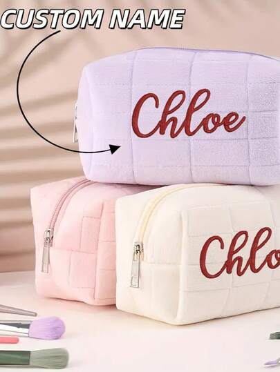 Embroidery Large Capacity Pillow Pencil Case, Ins Style, Beautiful And Practical, Can Be Used As A Girl Student Makeup Bag Makeup Travel Toiletries Organizer Necessities Gift Storage Zipper Accessories Nail Bag Room Decoration, Makeup Bag, Travel Necessities