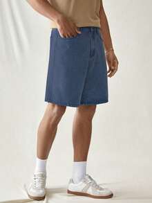 Teenage Boys' Fashionable Casual Multi-Craft Denim Shorts, Blue - Dark Wash - View 3