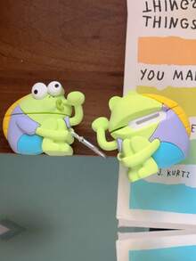 1个新款卡通创意咬手指傻鱼耳机盒，适用于 Pro第三代耳机，趣味个性化第四代苹果无线蓝牙保护套，第二代Pro硅胶软壳，男女通用第三代防摔耳机盒（不含耳机） - 彩色 - 查看 6