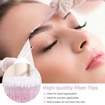 100 st applikatorer med ultrafin spets | Mjuka borsthuvuden med kristallbomullspinnar, lämpliga för ögonfransförlängningar, smink och personlig vård - guldfärgade mikrobladingögonfranskristallbomullspinnar, sminkrengöringspinnar, skönhetsapplikatorpinnar, kristallskaftsbomullspinnar