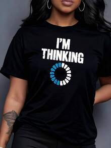 100% Cotton I'm Thinking Funny Positive Thinking O-0 - 黑色1 - 查看 2