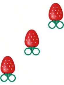 EstiloJuego De 3 Tijeras Creativas En Forma De Fresa Para Manualidades, Acero Inoxidable, Seguras Para NiñOs, Color Rojo, Tijeras con forma de frutas, tijeras preescolares, cortadoras de papel para niñosVersión mejorada - 1 - Ver 9