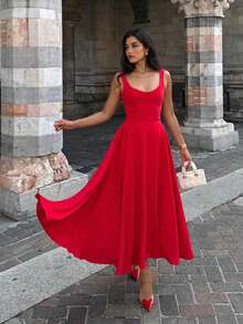 Elegant Casual Romantic Charming Fitted A-Line Dress, Suitable For Daily Wear, Dates, Valentine's Day