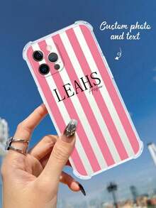 1pc Customizable Transparent Soft Phone Case With Heart Design, Personalized Phone Cover Compatible With Apple, OPPO Phones, Gift For Mom/Dad, Boyfriend/Girlfriend - Clear - View 6