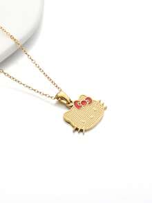 Sanrio 1件Hello Kitty可爱猫咪吊坠项链，不锈钢材质，镀18k金，送给女性女朋友的礼物 - Kitty Cat 2 - 查看 4