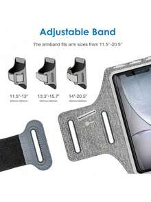 Phone Brazalete Llavero y Ranura para Tarjeta para Teléfono de hasta 6.2 Pulgadas,  Resistente al Agua, Banda Ajustable - gris - Ver 5