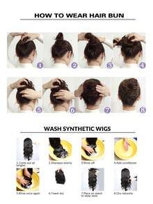 1pc Fluffy Straight Hair Bun Extension With Elastic Band, Available In Black, Brown, Golden, Soft & Voluminous, Suitable For Daily Wear - Multicolor - View 10