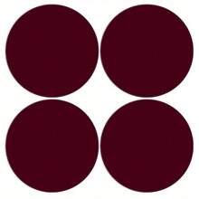 4-Piece Round Placemats, 15x15inch , Burgundy Solid Color Background, Flat Style, Non-Slip Heat-Resistant, Suitable For Dining And Party Decoration Poku4312,Kitchen Essentials,Valentine's Day,Valentine's Day,Valentines,Valentines Day,Wedding Decor - 彩色 - 查看 8