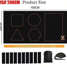Portable Blackout Blind Window Thermal Insulated Kitchen Curtains Stick On DIY - Black - View 8