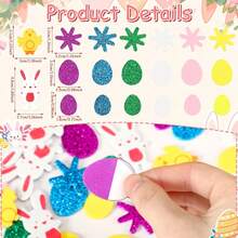 100pcs Easter Rabbit, Chick, Egg Shaped 3D Stickers, Spring Back To School DIY Easter Foam Stickers, Easter Rabbit & Egg Shaped Stickers For Party Decoration