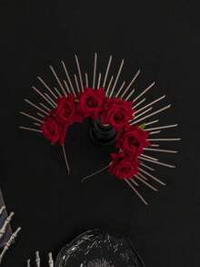 Artificial Rose Gold Halo Crown Sunburst Spike Crown Headpiece Mary Headband Women's Costume, Goddess Headband Boho Bridal Gothic Wedding, Valentine's Day Birthday Party Hair Bands, Carnival - 1Pc Crown - View 10