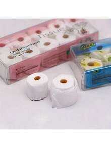 10 rollos/set Rollos de papel higiénico en miniatura, modelo de papel higiénico, mini casa, accesorios de baño - multicolor al azar - Ver 6