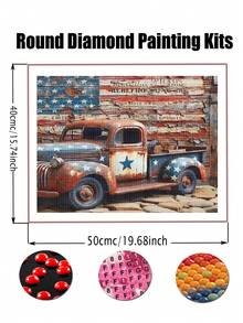 5D Truck Diamond Art Kits For Adults Beginners,DIY Full Round Drill Diamond Painting Kits American Flag, Paint By Diamonds Dot Gem Art Crystal Easy,Home Wall Decor - Multicolor - View 3
