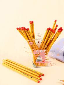 12pcs HB Wooden Pencils With Erasers, Student Sketching & Drawing Pencils, Natural Wood Yellow Barrel Pencils With Erasers, HB Student Stationery Writing Tools For Beginners, Stationery Party Gifts, Teacher Supplies, School Supplies, Travel Pencils, Cute Calligraphy, School Opening Prizes - Multicolor - View 7