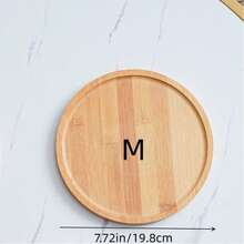 1pc Round Wooden Tray, Bamboo & Wood Tea Cup, Water Glass, Tea Tray, Fruit & Cake Plate - Multicolor - View 10