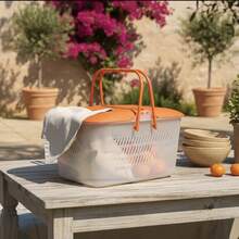 Canasto De Picnic Canasta Plastico 28x23x42 Naranja Parra llevar alimentos al parque citas - Naranja - Ver 5
