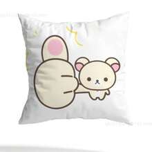 R-Rilakkuma Anti-Mite Pillowcase, Invisible Zipper, Silky Short Plush Sofa Cushion Cover (10) - 白色 - 查看 2
