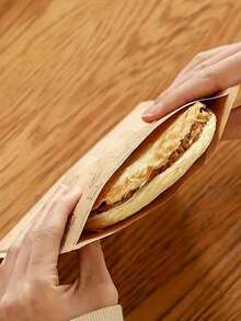 50个装防油纸袋包装烘焙纸甜点三明治汉堡包装袋厨房配件 - 棕色 - 查看 5