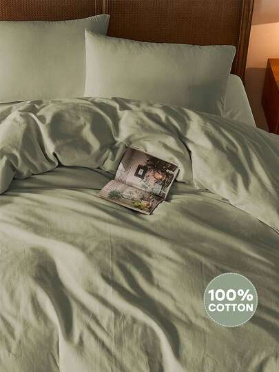 2or3pcs/Set 100% Cotton Army Green Plain Duvet Cover Set Reversible (1 Duvet Cover & 1/2 Pillowcase) Breathable Fabric Bedding Set For Home, All Season Two Tone Design Bedding Set For Bedroom & Guest Room Wedding Valentine's Day Dormitory School Bedding Set Dormitory Bedding Back School Bedding