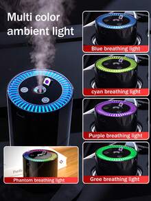 1 Set High-Value Black Car Humidifier & Essential Oil Diffuser With 6 Essential Oils, Fine Mist For Long-Lasting Fragrance, USB Ultrasonic Atomization, And Built-In LED Ambient Lighting. Compact And Portable, It's An Ideal Gift. Essential Oil Sets Available: (1 Oil Bottle + 1 Diffuser / 2 Oil Bottles + 1 Diffuser / 1 Oil Bottle). - A - View 2