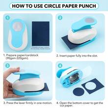 1个圆形打孔器；杠杆式工艺打孔器，适用于纸艺、剪贴簿等，是一款多功能工艺工具，可轻松为您的作品添加精准切割的圆形。提供6种尺寸可选。