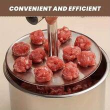 Commercial And Household Heavy-Duty Stainless Steel Meatball Maker - Center Push Rod Design, Easy To Clean Rounded Edges - 6 Or 12 Hole Options - Durable 408 Stainless Steel Material - Suitable For Meatballs, Cookies, Pastries - Space-Saving Design, Cooking Tool, Ergonomic Handle, Smooth Surface - 6 Grids - View 6