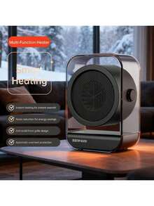 迷你桌面加热器，小型家用/办公室电暖器，便携式快速加热取暖器 - 黑色 - 查看 2