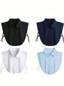 4pcs/1pc Detachable Collar, Unisex - Fashionable Fake Shirt Collar, Half Fake Collar, Versatile And Easy To Wear, Ideal Gift For Friends, Family, And Colleagues - Size L - View 1