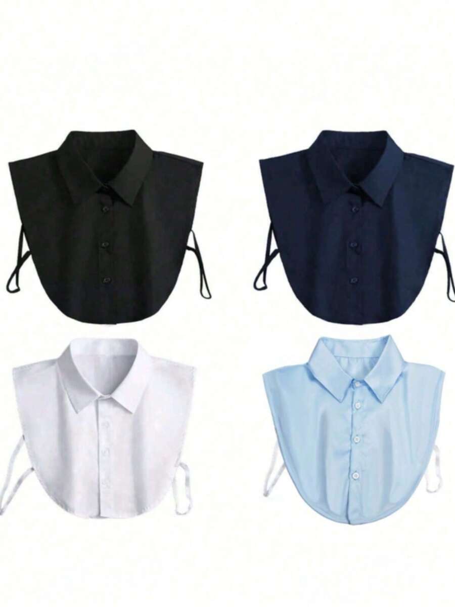 4pcs/1pc Detachable Collar, Unisex - Fashionable Fake Shirt Collar, Half Fake Collar, Versatile And Easy To Wear, Ideal Gift For Friends, Family, And Colleagues - Size L - View 1