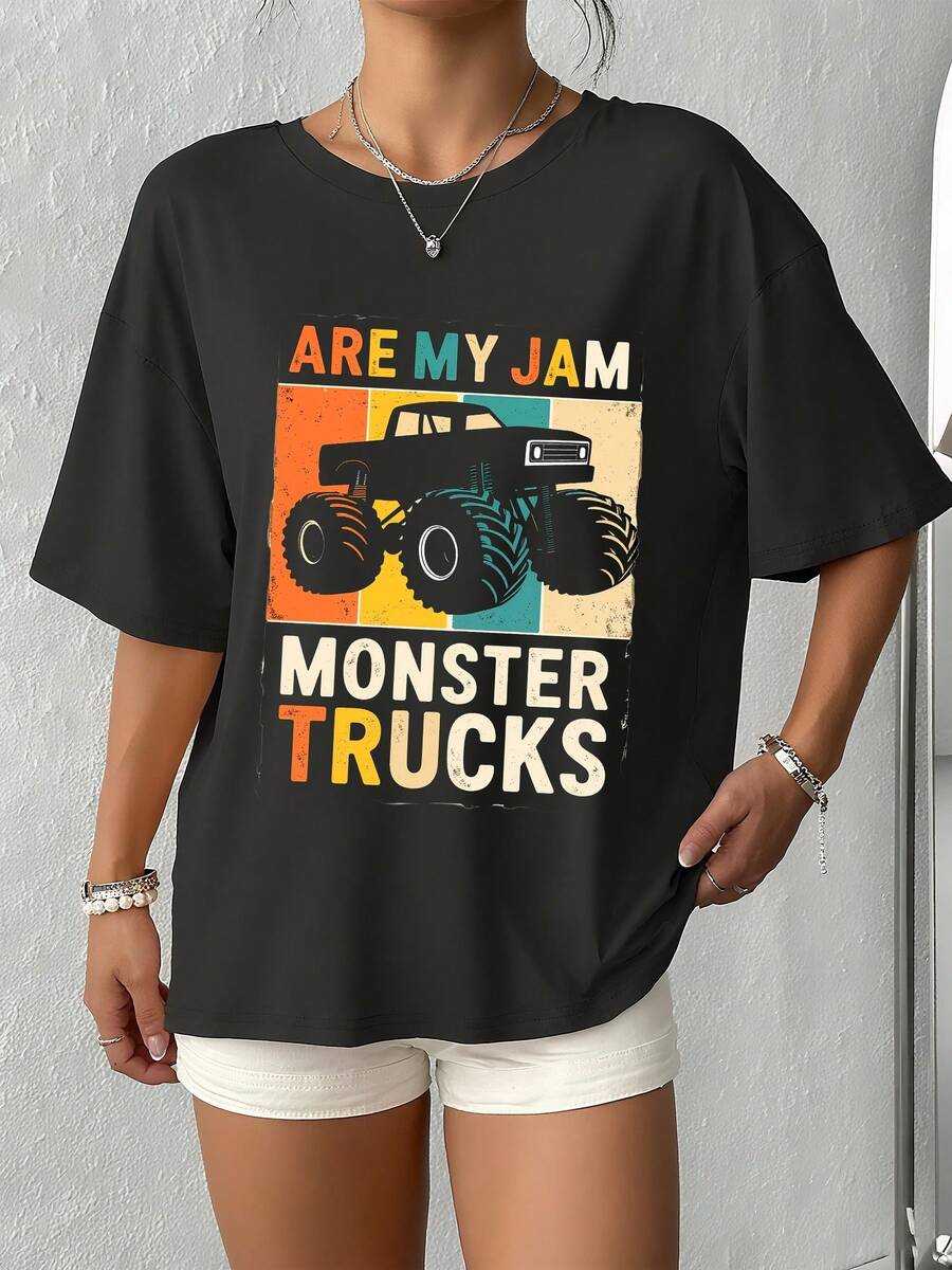 Monster Trucks Are My Jam Vintage Retro Monster Truck Gift Unisex T-Shirt-4 - Đen 5 - Xem 1