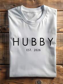 1PC Hubby Wifey Cute Shirt, Partners Comfit Matching Tees, Tshirt For Husband Wife, Couples Matching Shirts, Tshirt For Anniversary, Honeymooners T-Shirts JF877 - 白人丈夫 - 查看 2