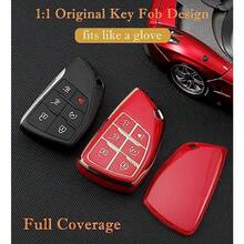 Key Fob Cover For Chevy C With Keychain Tahoe Suburban Equinox Traverse Yukon Denali Terrain Buick Envision Premium Soft TPU Case 6 Buttons Ivory - Ivory - View 5