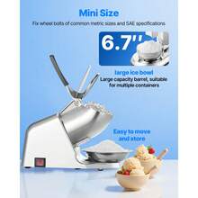 Trituradora de hielo comercial de 286 lb/h, eléctrica, para hacer conos de nieve y hielo raspado, color plateado - 286 libras/hora - Ver 3