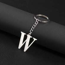 1pc Stainless Steel Minimalist A-Z Letter Keychain, Metal Material, 26 English Letters, Couples Keyring, Wallet/Handbag Accessory, Gift/Souvenir, Car Decor, Bag Charm, Cute Gothic/Y2K Style, With ID Card Holder Lanyard, Christmas Decoration - Silver - View 64
