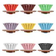 Goteador de café de cerámica, cafetera hecha a mano con filtro de café de Origami, embudo con forma de flor, taza para pastel de café por goteo para el hogar YQEV - traje verde - Ver 7