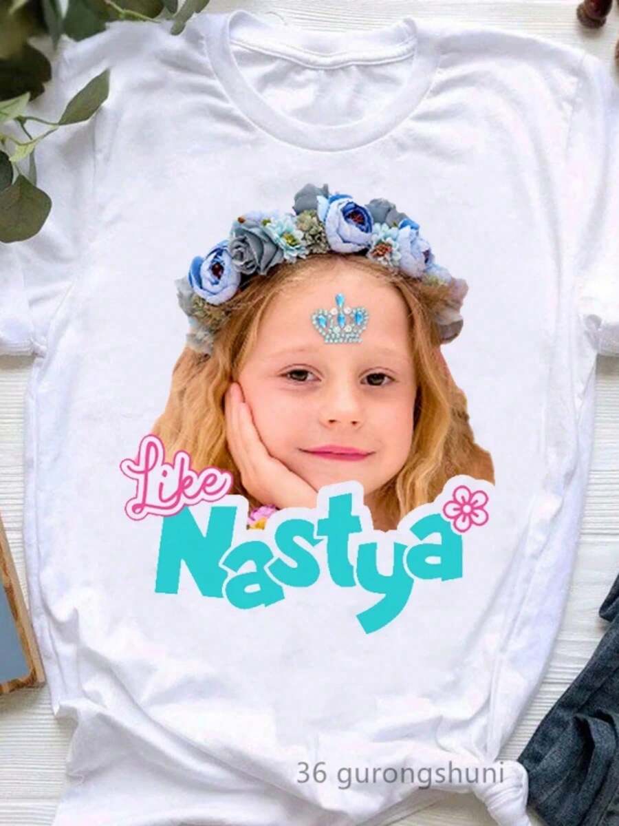 2024 Hot Like Nastya Toys Print T-Shirt Women White Tshirt Femme Harajuku Kawaii Clothes Hip Hop T Shirt Female Tops - White - View 1