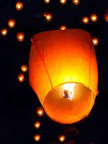 1pc Romantic Paper Lantern/Sky Lantern/Wish Lantern, Made Of Flame Retardant Material, Oval Thickened Paper, Safer To Use. - Multicolor - View 7